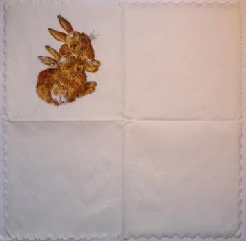 069 Rabbits:  natürlich - 1-ply - WIDA - 34x34cm - Waved Edge